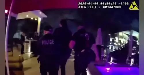 Miami Beach police officers during a night rescue in Florida.