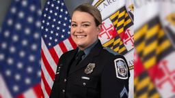 A portrait of Cpl. Lauren Pridgen, the Anne Arundel County officer credited with saving two lives in three days.