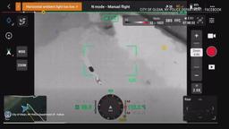 The view from the Olean Police law enforcement drone, using a thermal camera to locate kayakers in the water after dark.