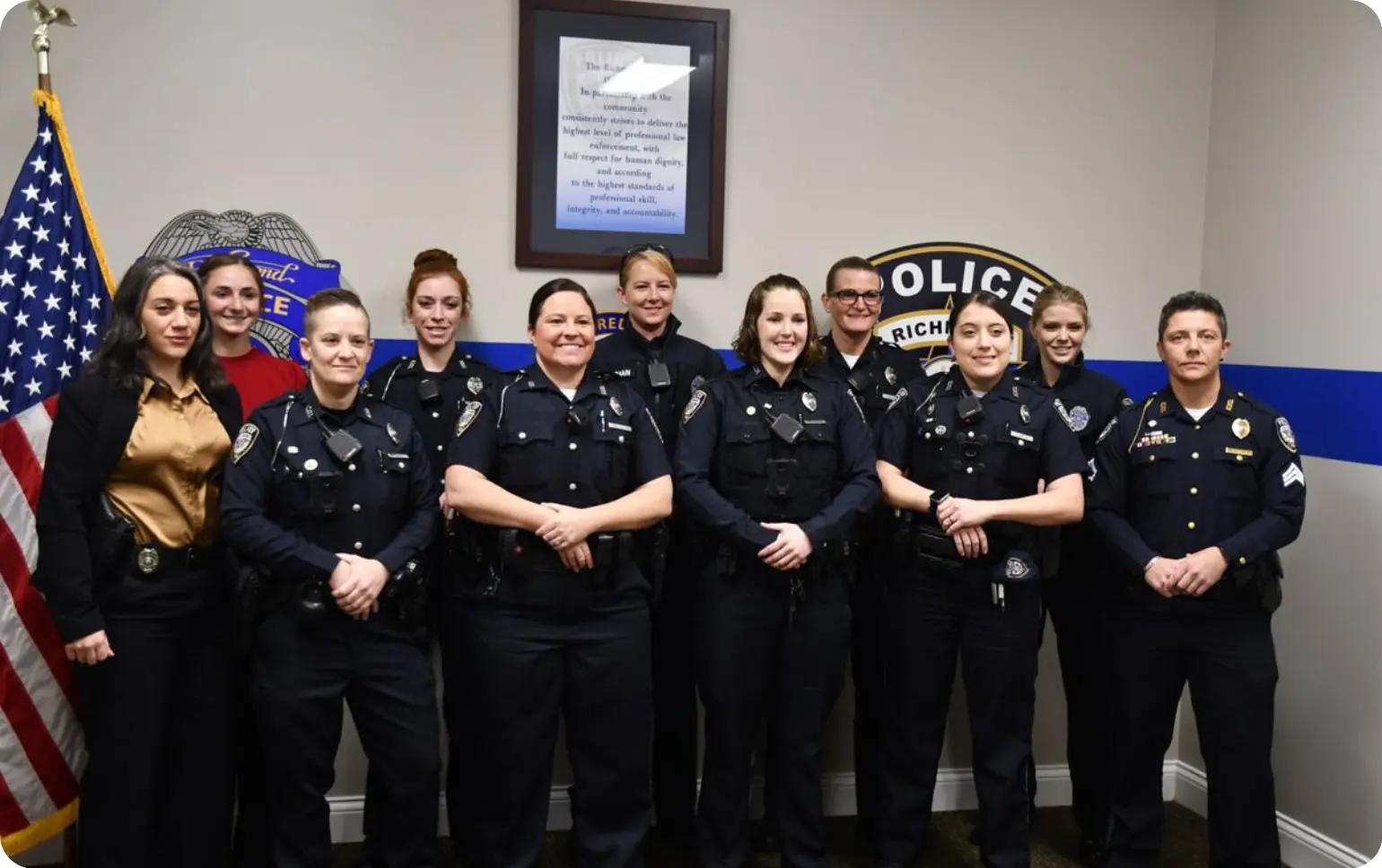 Group of female officers featured in positive police story highlighting support towards police officers